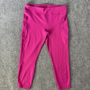 Lululemon Pants Womens 16 Pink‎ Wunder High Rise Crop Pocket Yoga Workout Lulu